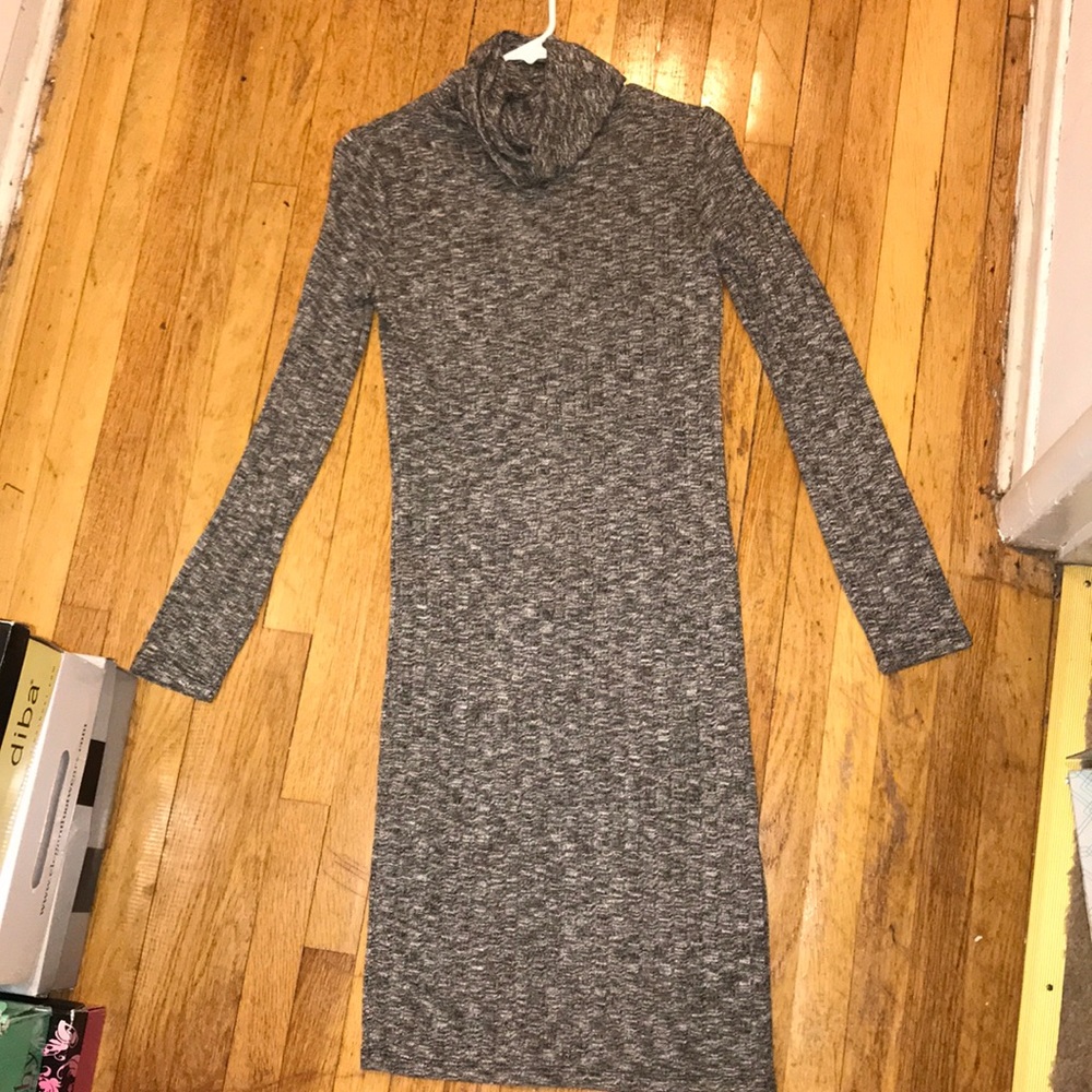 Black and white turtle neck dress